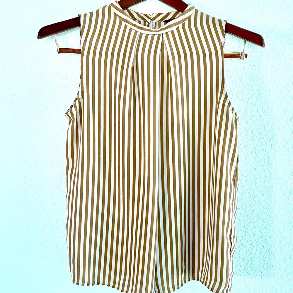 Banana Republic Gold and White Sleeveless Top